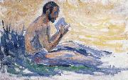 Paul Signac man reading Sweden oil painting reproduction